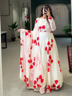 QVAZOR Anarkali Gown(White)