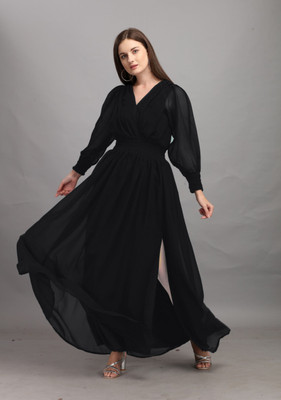 Femvy Flared/A-line Gown(Black)