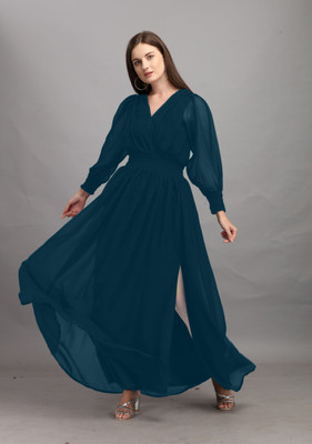 Femvy Flared/A-line Gown(Blue)