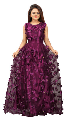 A To Z Cart Anarkali Gown(Purple)