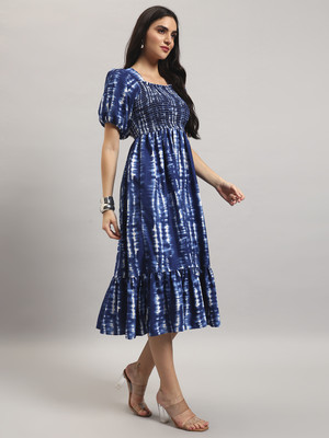Raiyani Fashion Women Printed Anarkali Kurta(Blue)