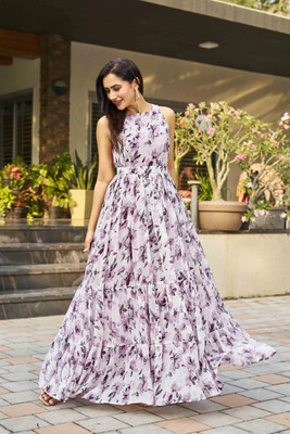 Odd by chansi Trendz Flared/A-line Gown(Purple)