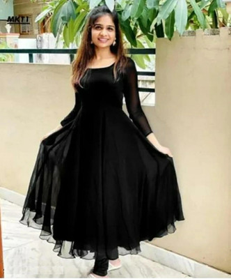 JE BHAGVAN CREATION Anarkali Gown(Black)