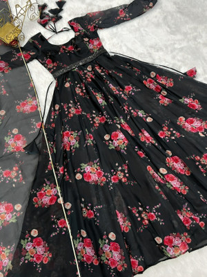REVA ENTERPRISE Anarkali Gown(Black)