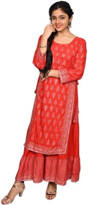 Leher Clothing Anarkali Gown(Red)