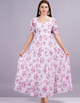 Asmin creation Flared/A-line Gown(Pink)
