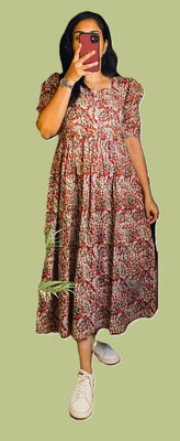 PAVIK Flared/A-line Gown(Red, Multicolor)
