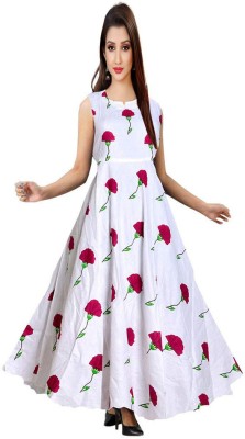 Shree Disha Flared/A-line Gown(White)