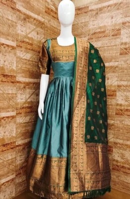 Smileyfashion Anarkali Gown(Green)