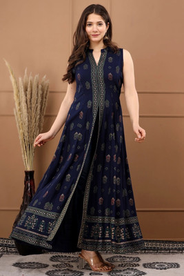 SATLOK CREATION Anarkali Gown(Blue)