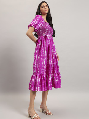 Raiyani Enterprise Women Fit and Flare Purple Ankle Length Dress