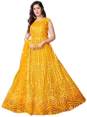 Maa Bhagvati Anarkali Gown(Yellow)