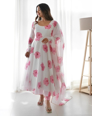 DRI ENTERPRISE Anarkali Gown(White)