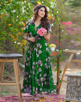 Fashion2wear Flared/A-line Gown(Green)