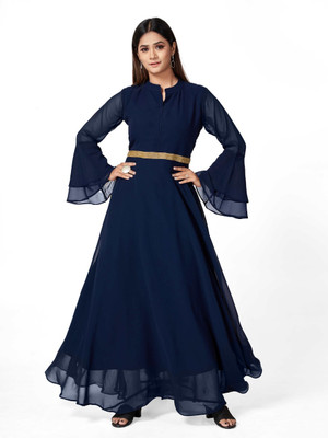 Apnisha Flared/A-line Gown(Dark Blue)