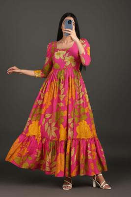DivaFashionWear Anarkali Gown(Multicolor)