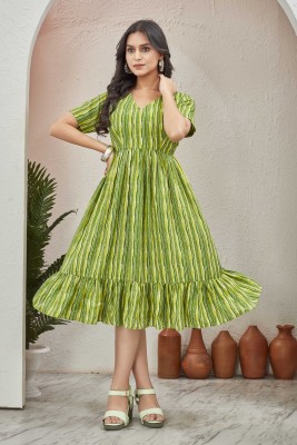 HouseOfCommon Flared/A-line Gown(Light Green)