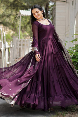 Estela Flared/A-line Gown(Purple)