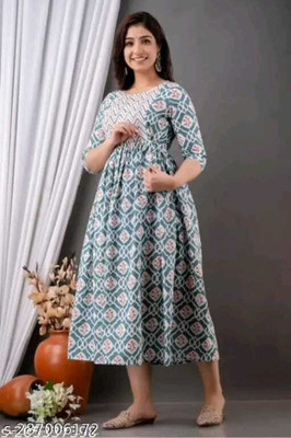 KRISHNA FASHION Flared/A-line Gown(Blue)