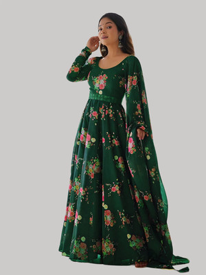 DM MART Flared/A-line Gown(Dark Blue)
