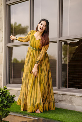 Femvy Flared/A-line Gown(Yellow)