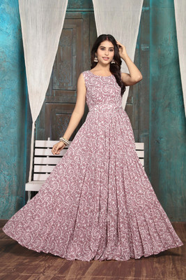 Odd by chansi Trendz Flared/A-line Gown(Pink)