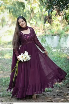Rebikatrendz Flared/A-line Gown(Purple)