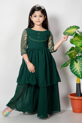 barkatdesigningplanet Flared/A-line Gown(Green)