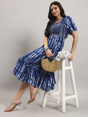 Raiyani Fashion Women Printed Anarkali Kurta(Blue)