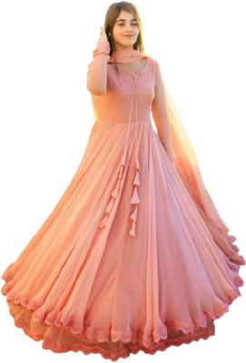 pramukh creation Flared/A-line Gown(Pink)