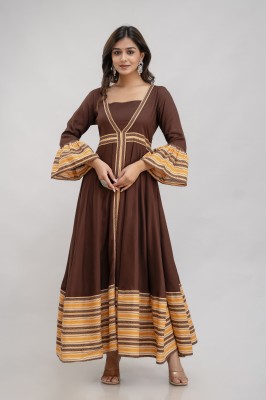 ftDiva Anarkali Gown(Brown)