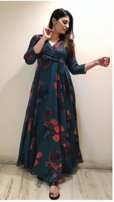 Fashion2wear Anarkali Gown(Blue)