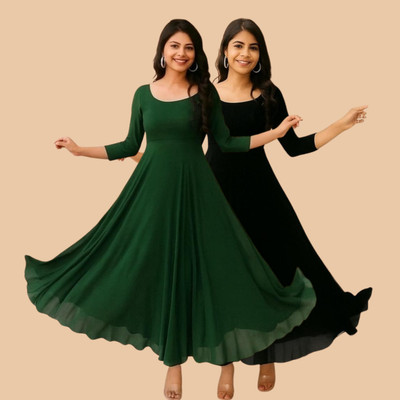 Bello Anarkali Gown(Green, Black)