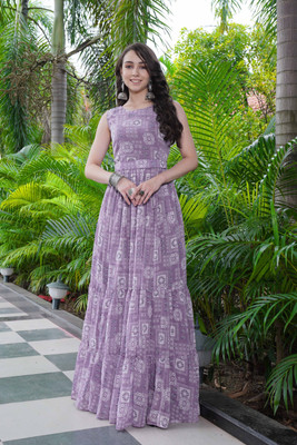 Odd by chansi Trendz Flared/A-line Gown(Purple)