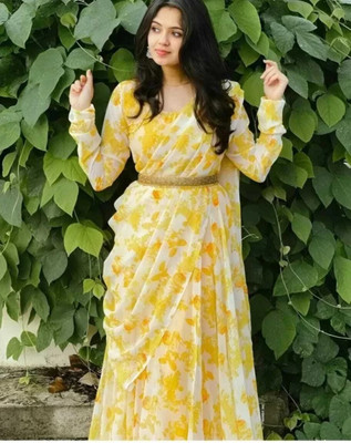 Heer Enterprise Anarkali Gown(Yellow)