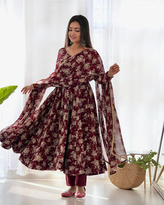 DRI ENTERPRISE Anarkali Gown(Maroon)