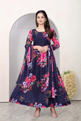 Jp Enterprise Anarkali Gown(Blue)