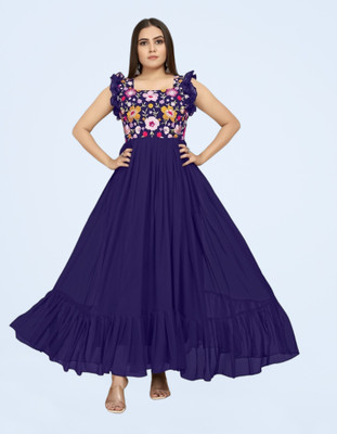 BlissWeave Flared/A-line Gown(Dark Blue)