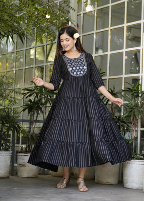 CHARVI CREATION Flared/A-line Gown(Black)