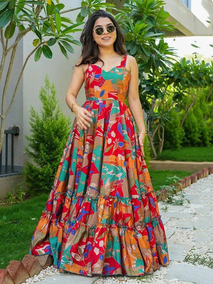 Shreeraj Fashion Flared/A-line Gown(Multicolor)