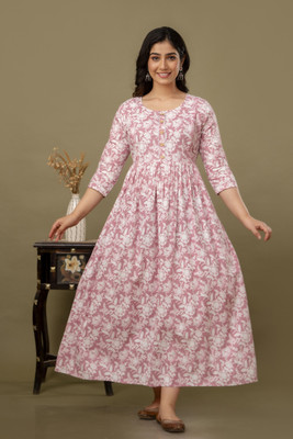 Murli Kurti Flared/A-line Gown(White)
