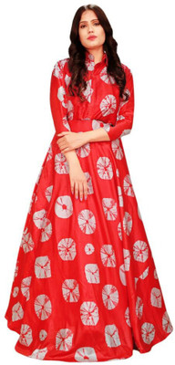 SATINTHRID Flared/A-line Gown(Black, Red)