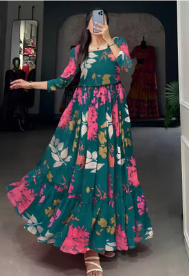 Sai Creation Anarkali Gown(Multicolor)