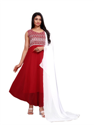 Royal silkfashions Flared/A-line Gown(Red)