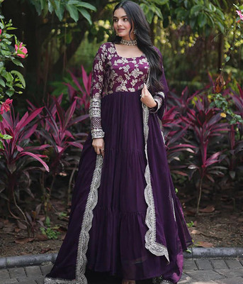 Dhayansh Enterprise Flared/A-line Gown(Purple)