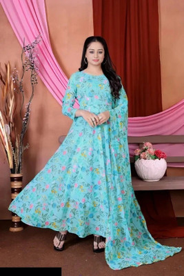 Heer Enterprise Anarkali Gown(Multicolor)