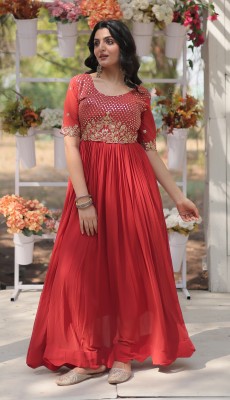 Wedani Lifestyle Flared/A-line Gown(Red)