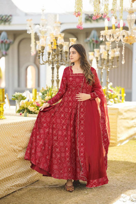 Zestleaf Anarkali Gown(Red)
