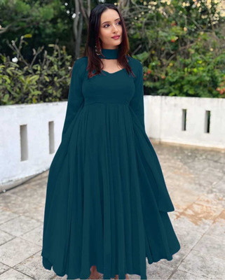NITYA CLOTHING Anarkali Gown(Green)