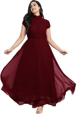 VHM FASHION Flared/A-line Gown(Maroon)